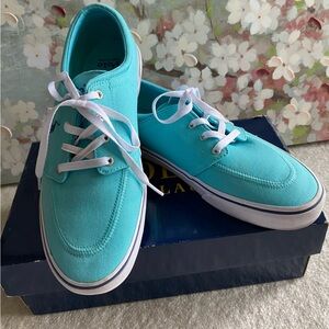Polo Ralph Lauren Turquoise Blue Sneakers 12D canvas Faxon X low top